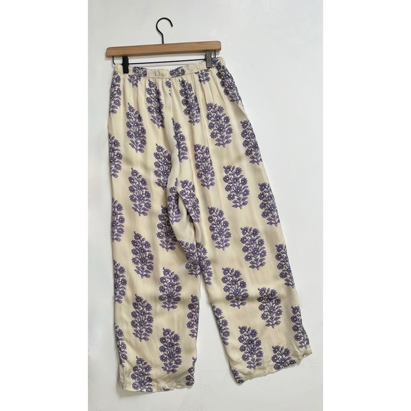 J. CREW New Soleil Pants Blooming Lilac Block Print Floral Elastic Waist Small - Picture 8 of 16